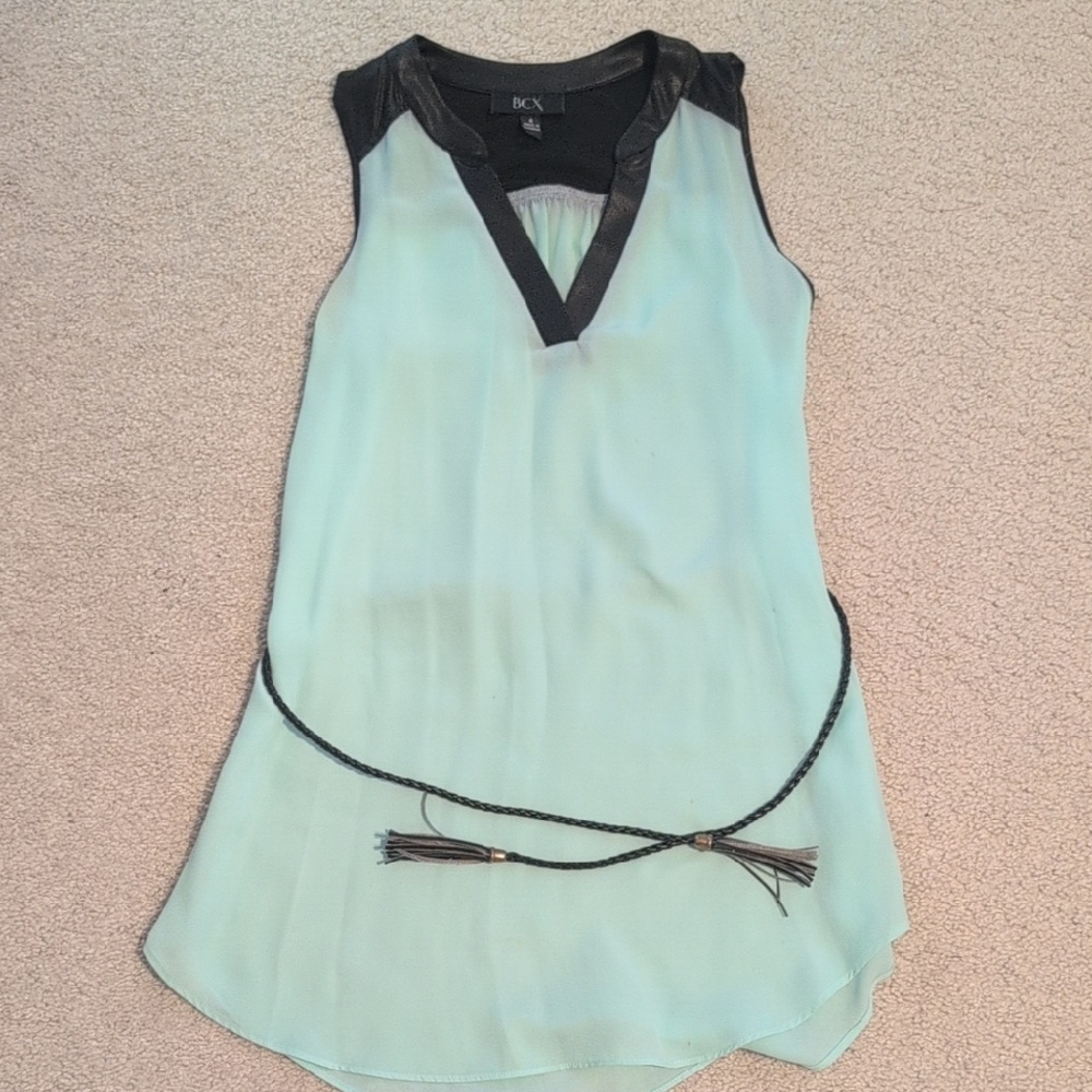 BCX Women's Mint and Black Tunic Top